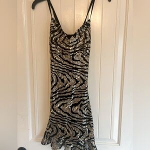 Bebe Black and White Slip Mini Dress